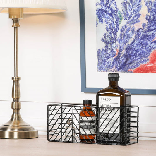 Black Painted Rectangular Metal Storage Basket  CasaFenix