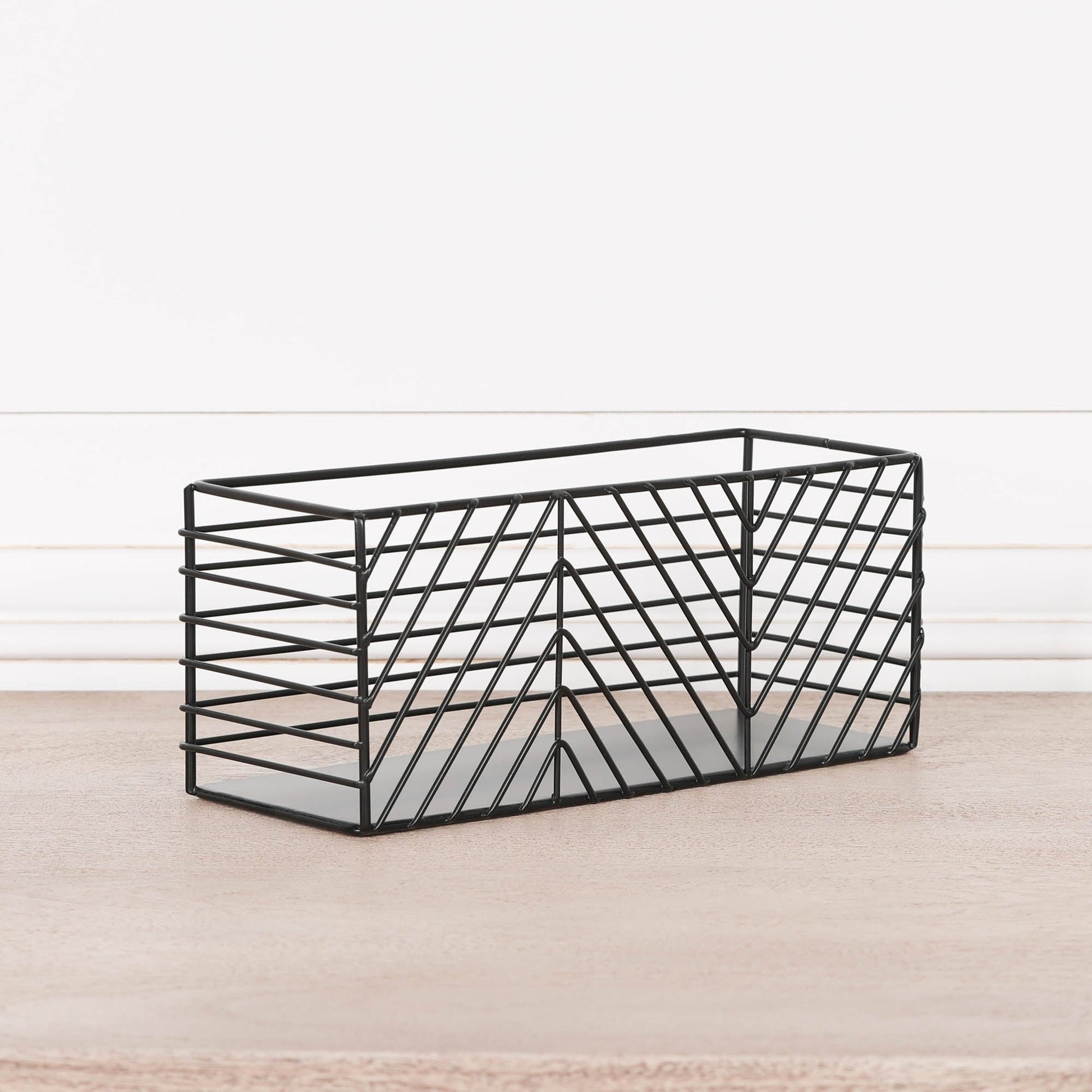 Black Painted Rectangular Metal Storage Basket  CasaFenix