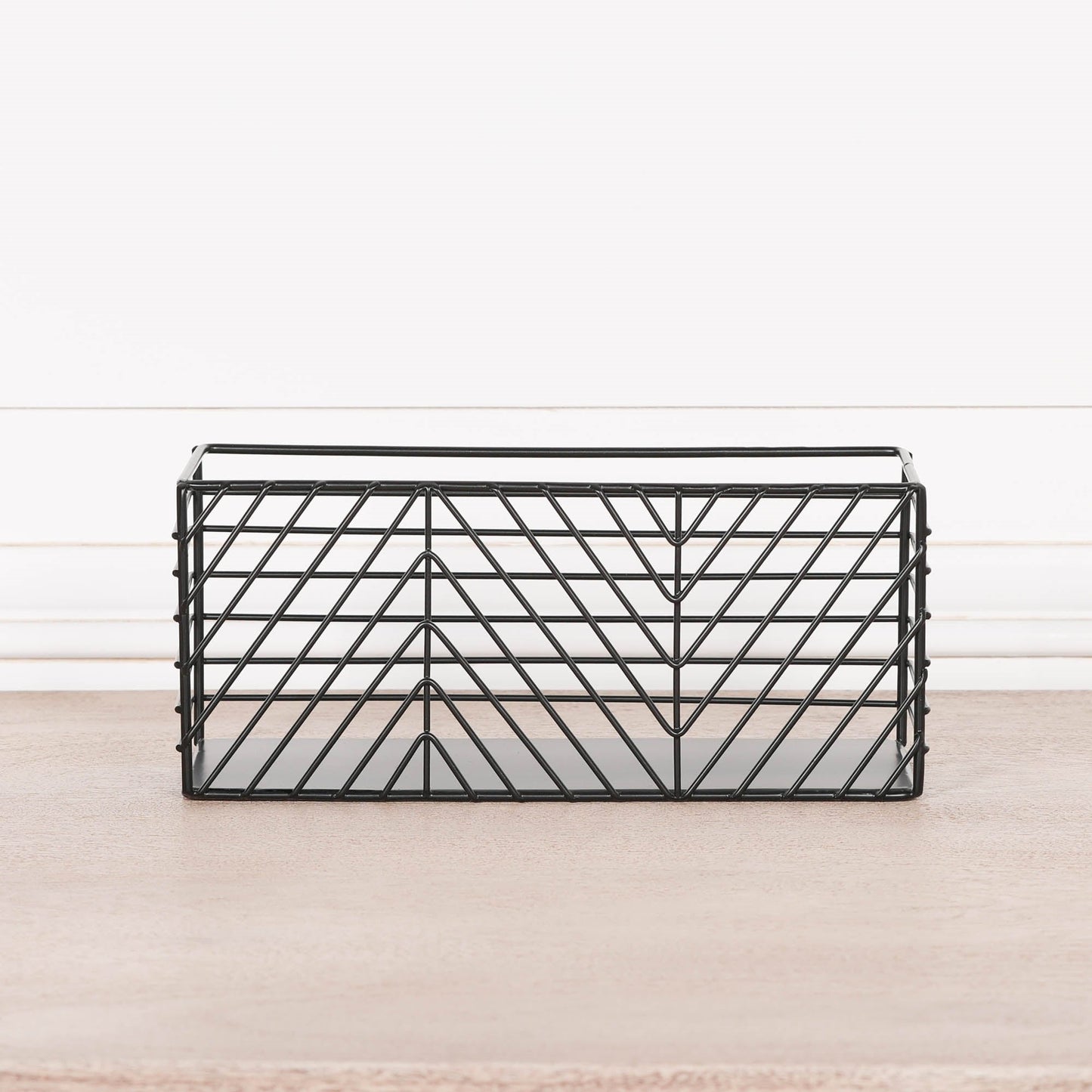 Black Painted Rectangular Metal Storage Basket  CasaFenix