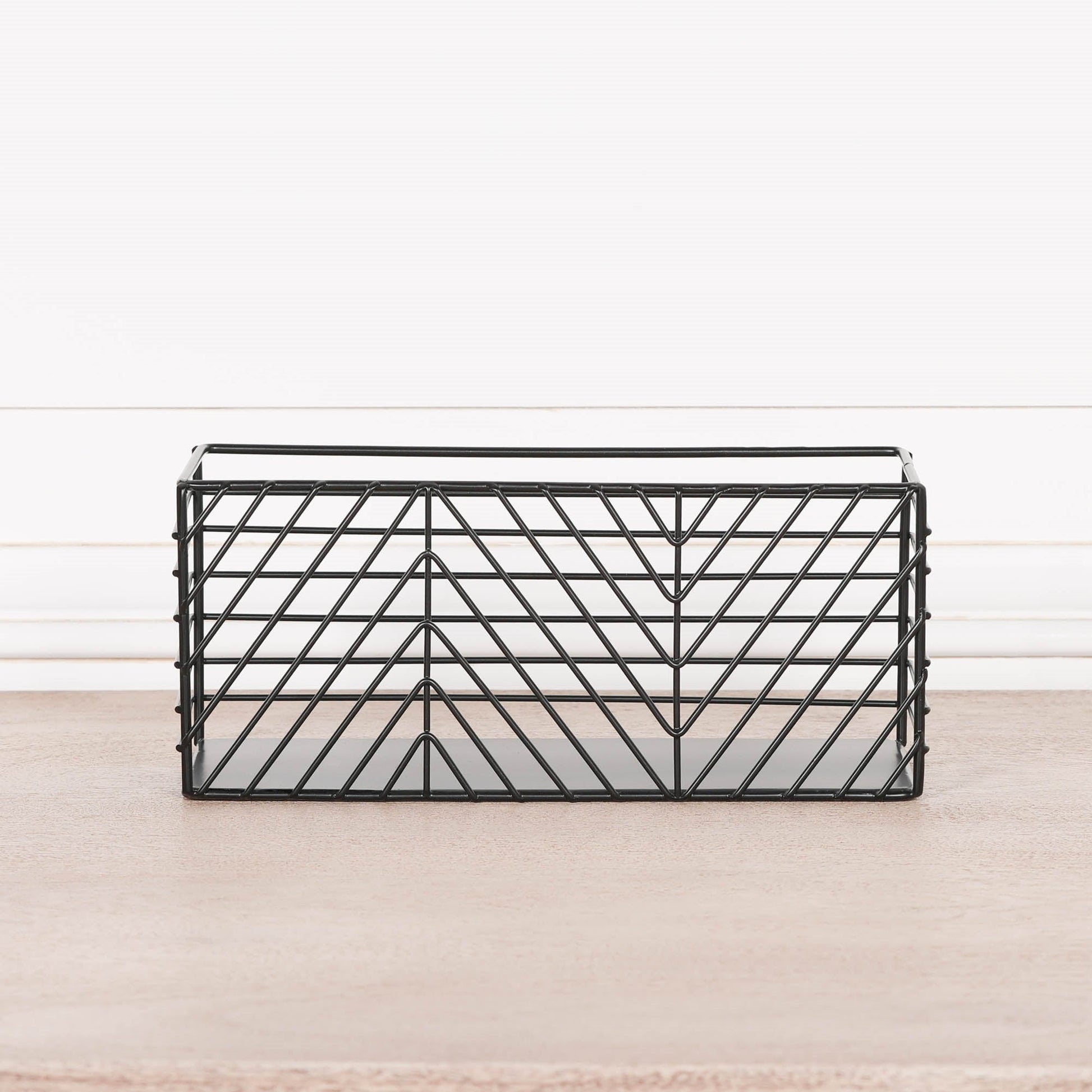 Black Painted Rectangular Metal Storage Basket  CasaFenix