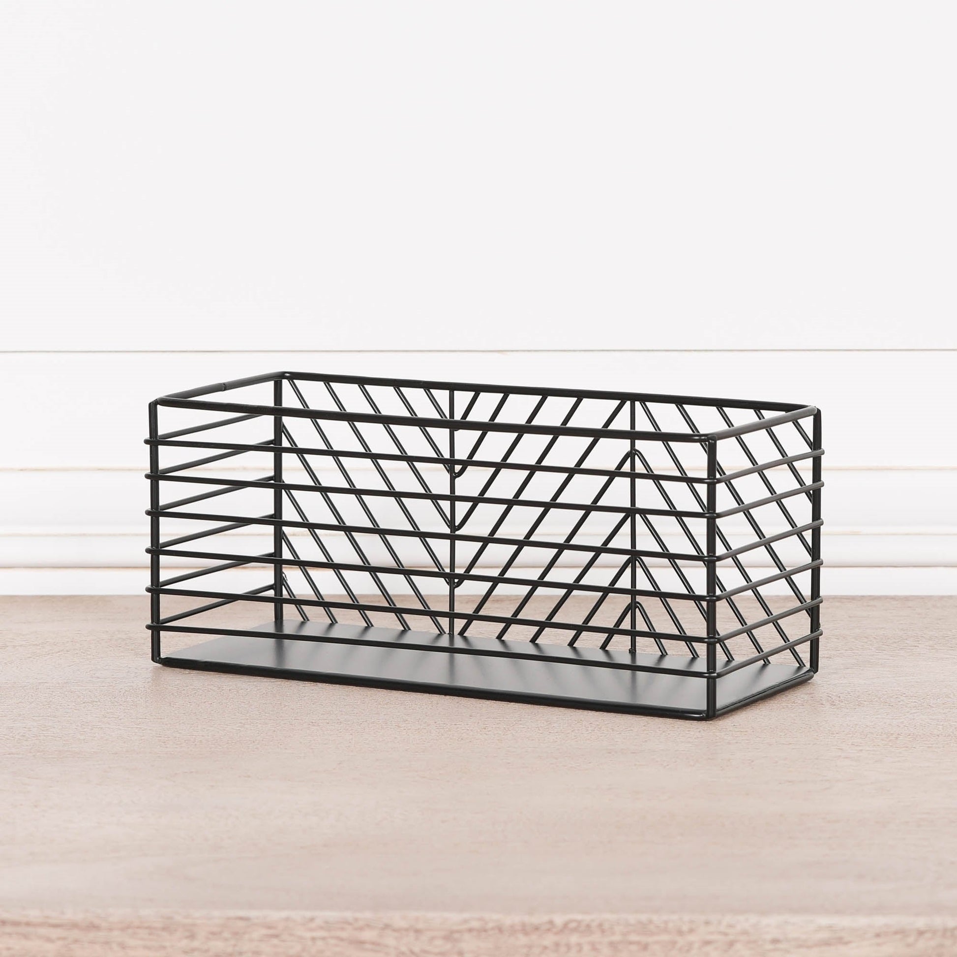 Black Painted Rectangular Metal Storage Basket  CasaFenix