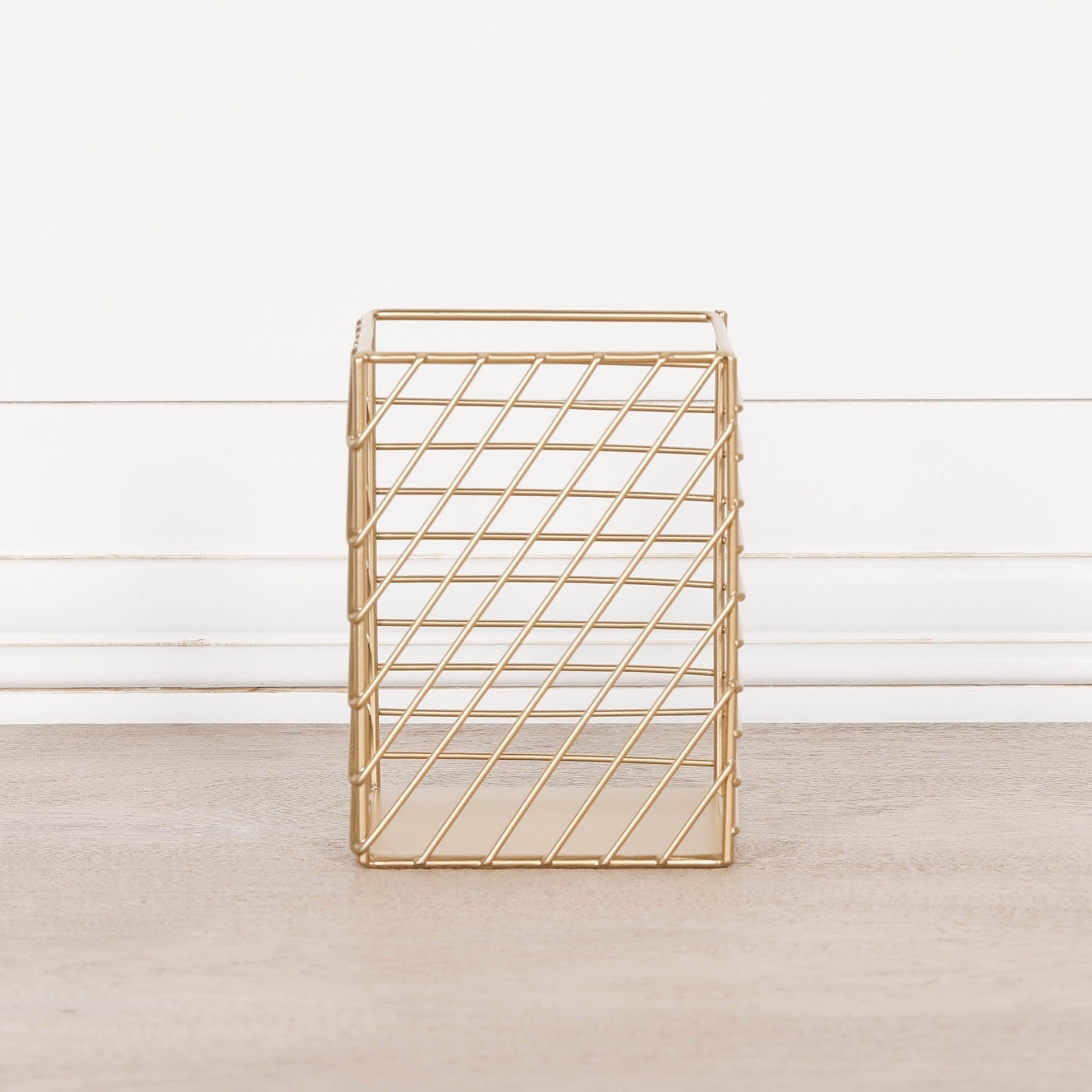 Gold Painted Square Metal Storage Basket  CasaFenix