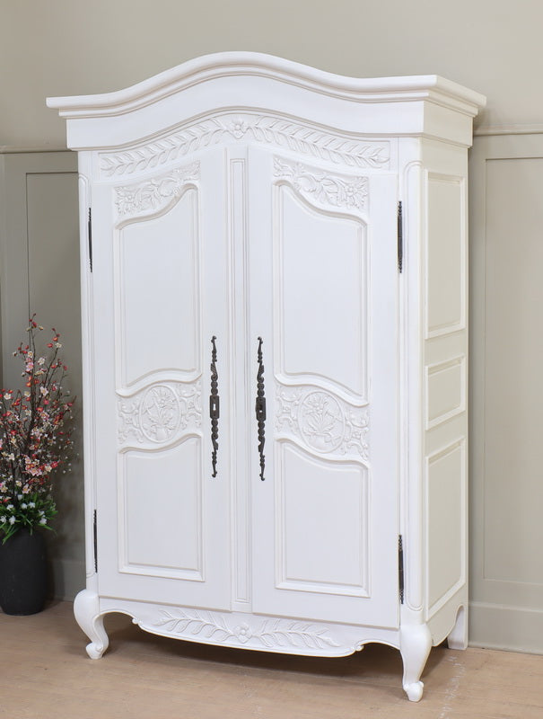 Arch Top Sleigh French 2 Door Armoire Double Wardrobe Solid Mahogany - CasaFenix