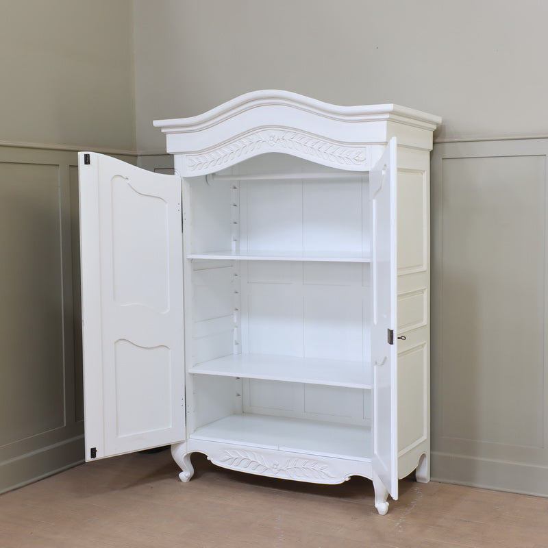 Arch Top Sleigh French 2 Door Armoire Double Wardrobe Solid Mahogany - CasaFenix