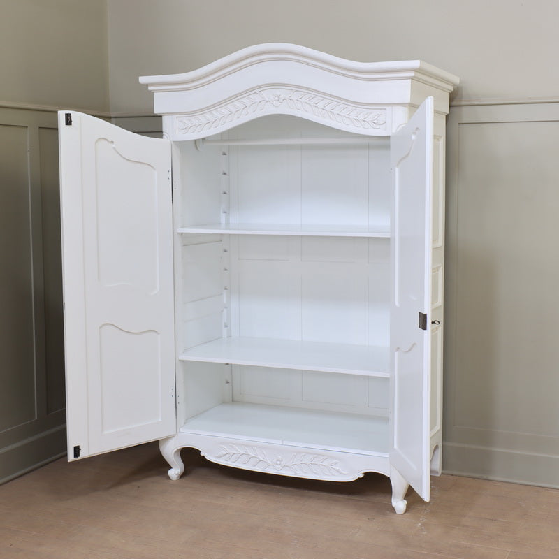 Arch Top Sleigh French 2 Door Armoire Double Wardrobe Solid Mahogany - CasaFenix