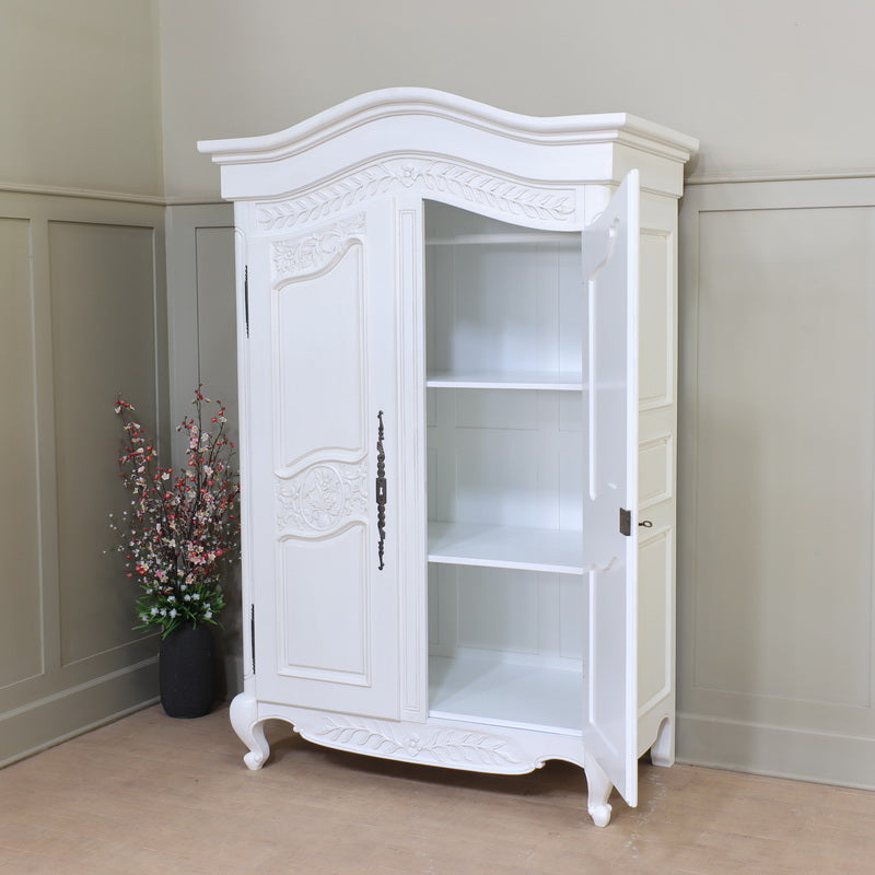 Arch Top Sleigh French 2 Door Armoire Double Wardrobe Solid Mahogany - CasaFenix