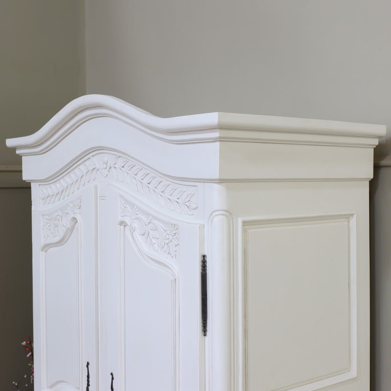 Arch Top Sleigh French 2 Door Armoire Double Wardrobe Solid Mahogany - CasaFenix