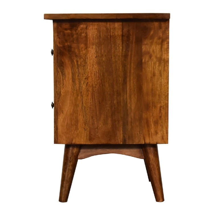 Chestnut Bedside 2 Drawer Bedside Chest Chestnut Finish over Mango Wood - CasaFenix