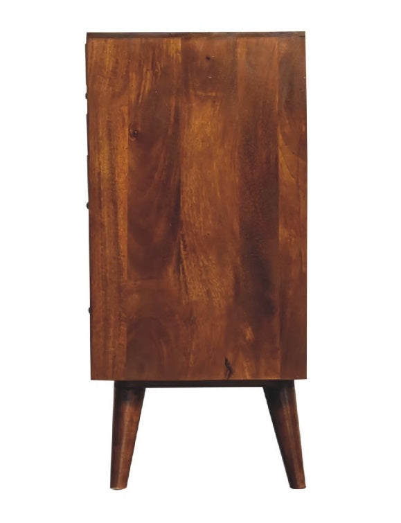 Pineapple Design Chestnut Carved 3 Drawer Chest - CasaFenix