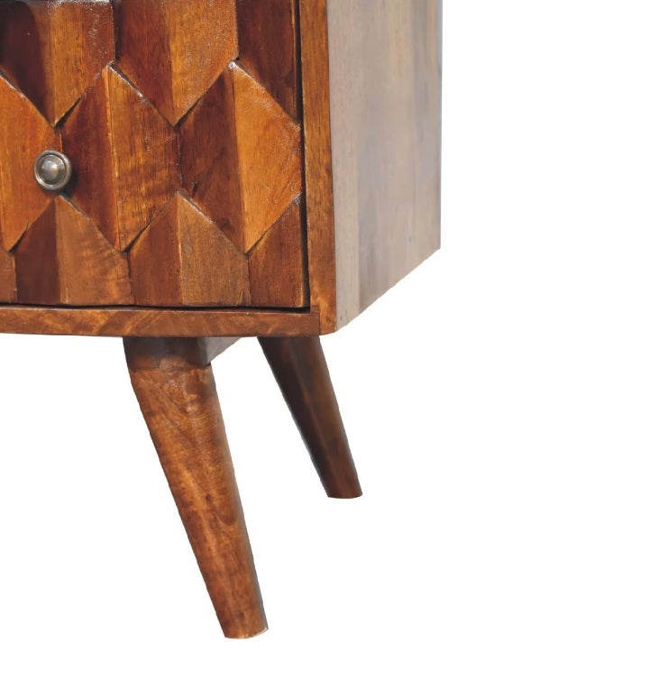 Pineapple Design Chestnut Carved 3 Drawer Chest - CasaFenix