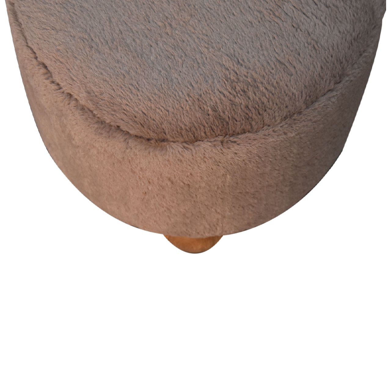 Mocha Faux Fur Round Ball Footstool Footstool CasaFenix