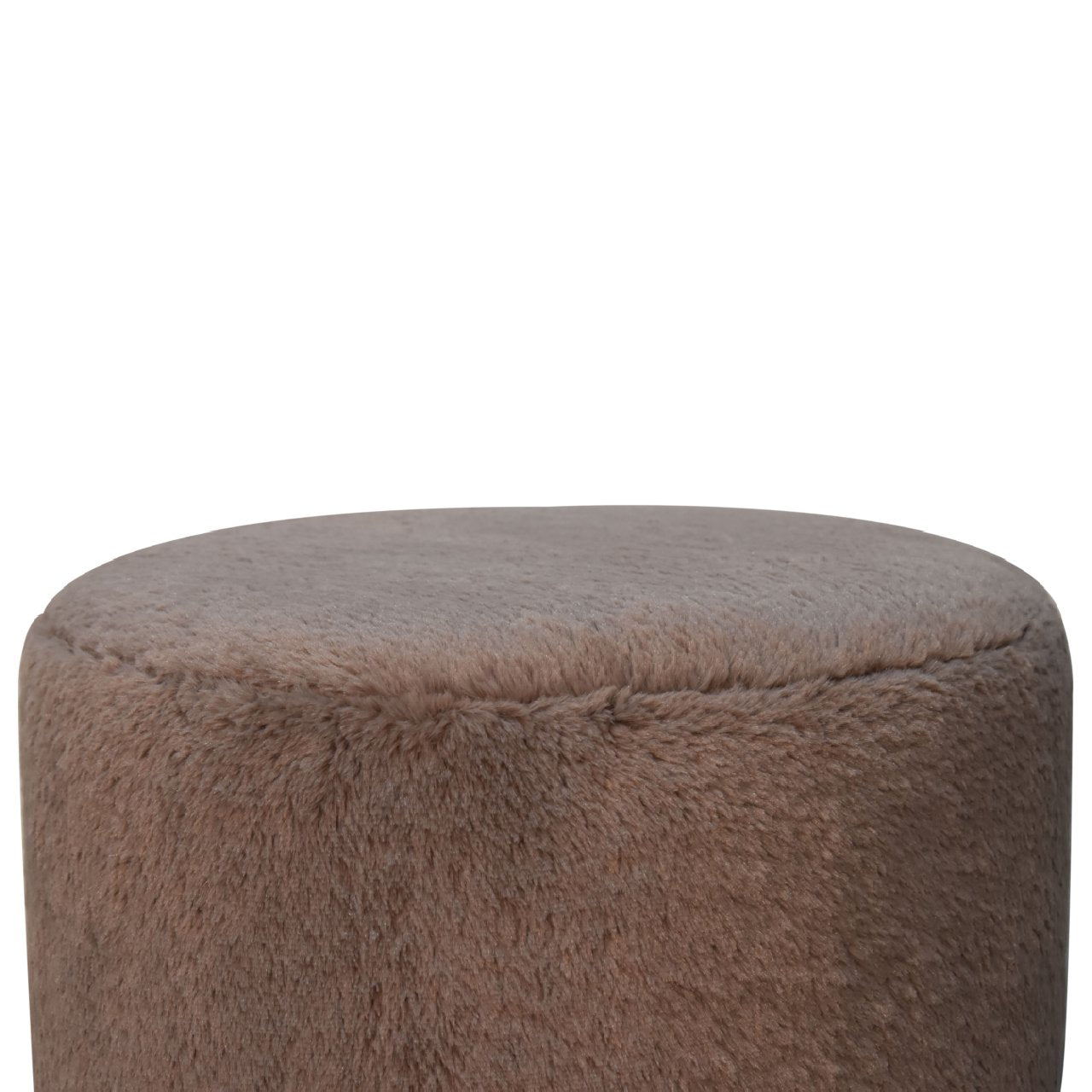 Mocha Faux Fur Round Ball Footstool Footstool CasaFenix