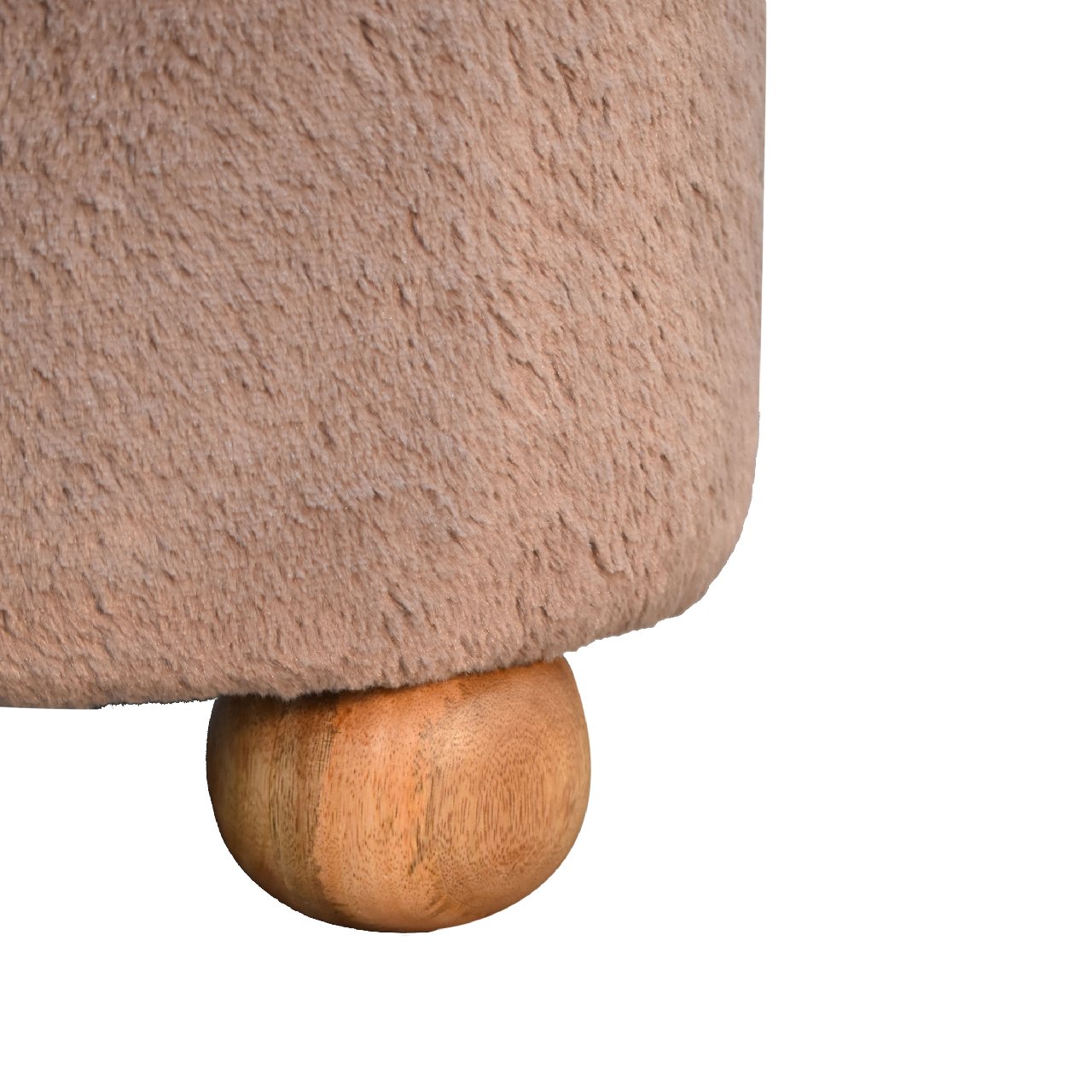 Mocha Faux Fur Round Ball Footstool Footstool CasaFenix