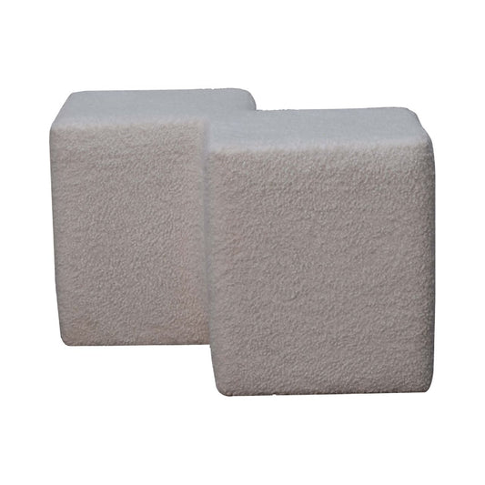 White Boucle Twin Footstool  CasaFenix