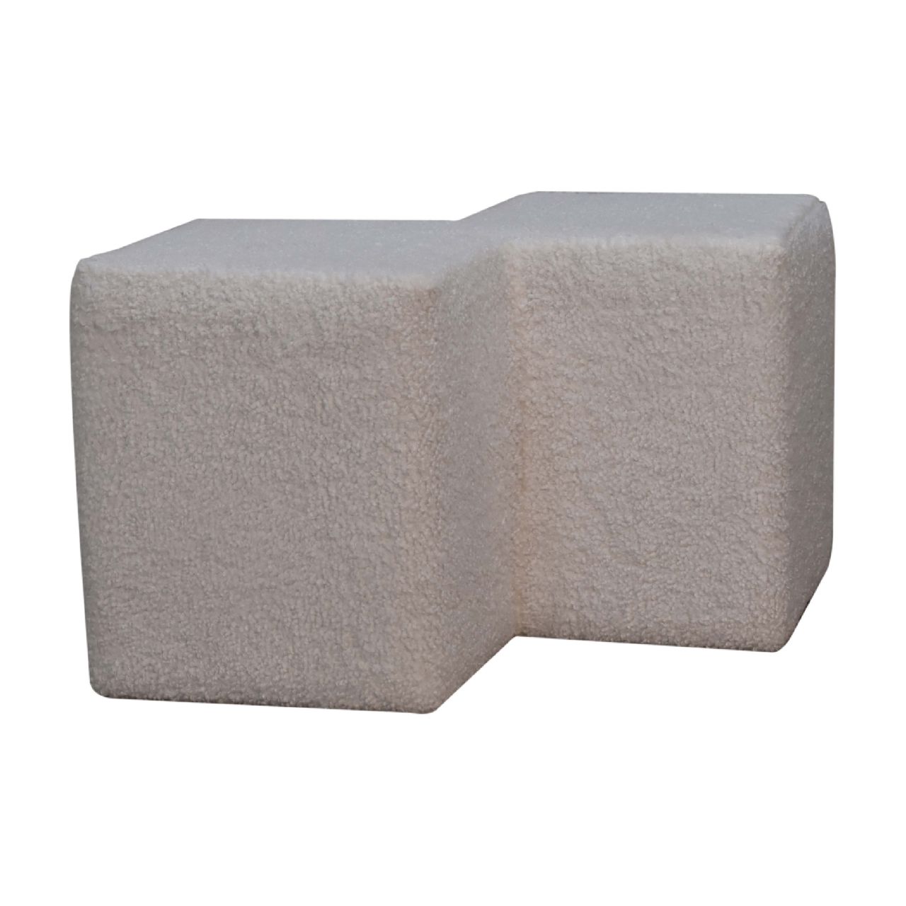 White Boucle Twin Footstool  CasaFenix