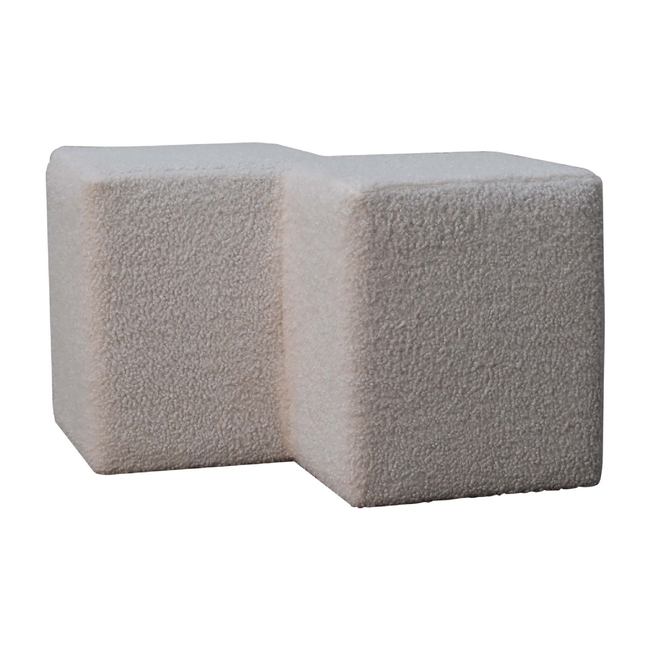 White Boucle Twin Footstool  CasaFenix