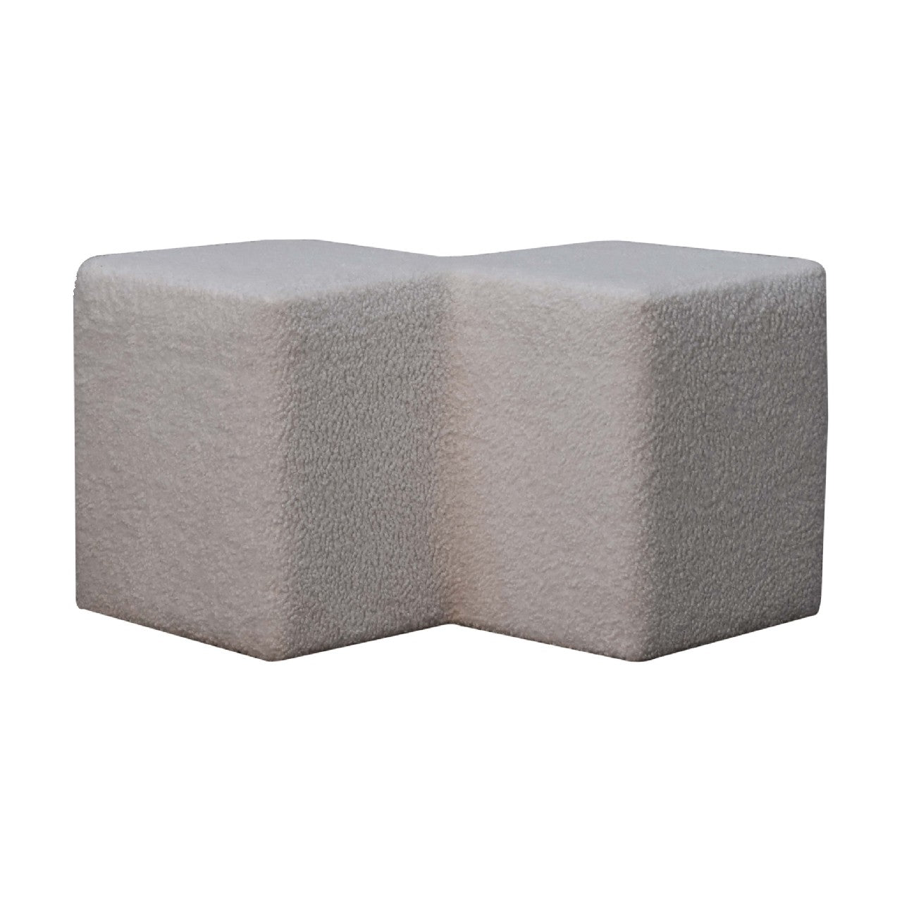 White Boucle Twin Footstool  CasaFenix