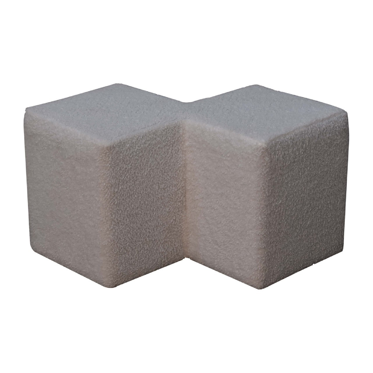 White Boucle Twin Footstool  CasaFenix