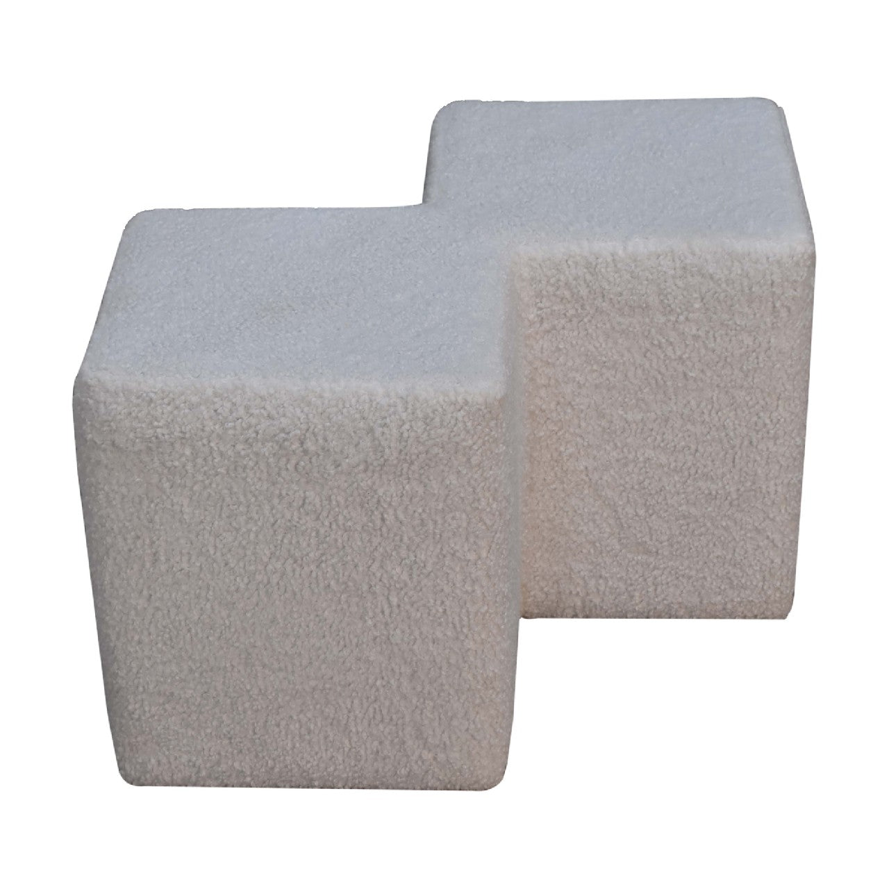 White Boucle Twin Footstool  CasaFenix