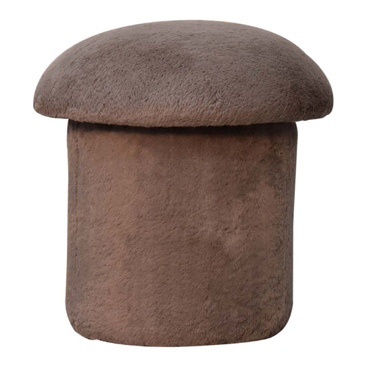 Mocha Faux Fur Mushroom Footstool Footstool CasaFenix