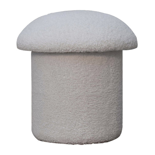 White Boucle Mushroom Footstool Footstool CasaFenix