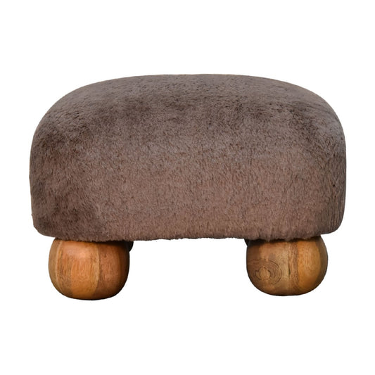 Mocha Faux Fur Nordic Footstool Footstool CasaFenix