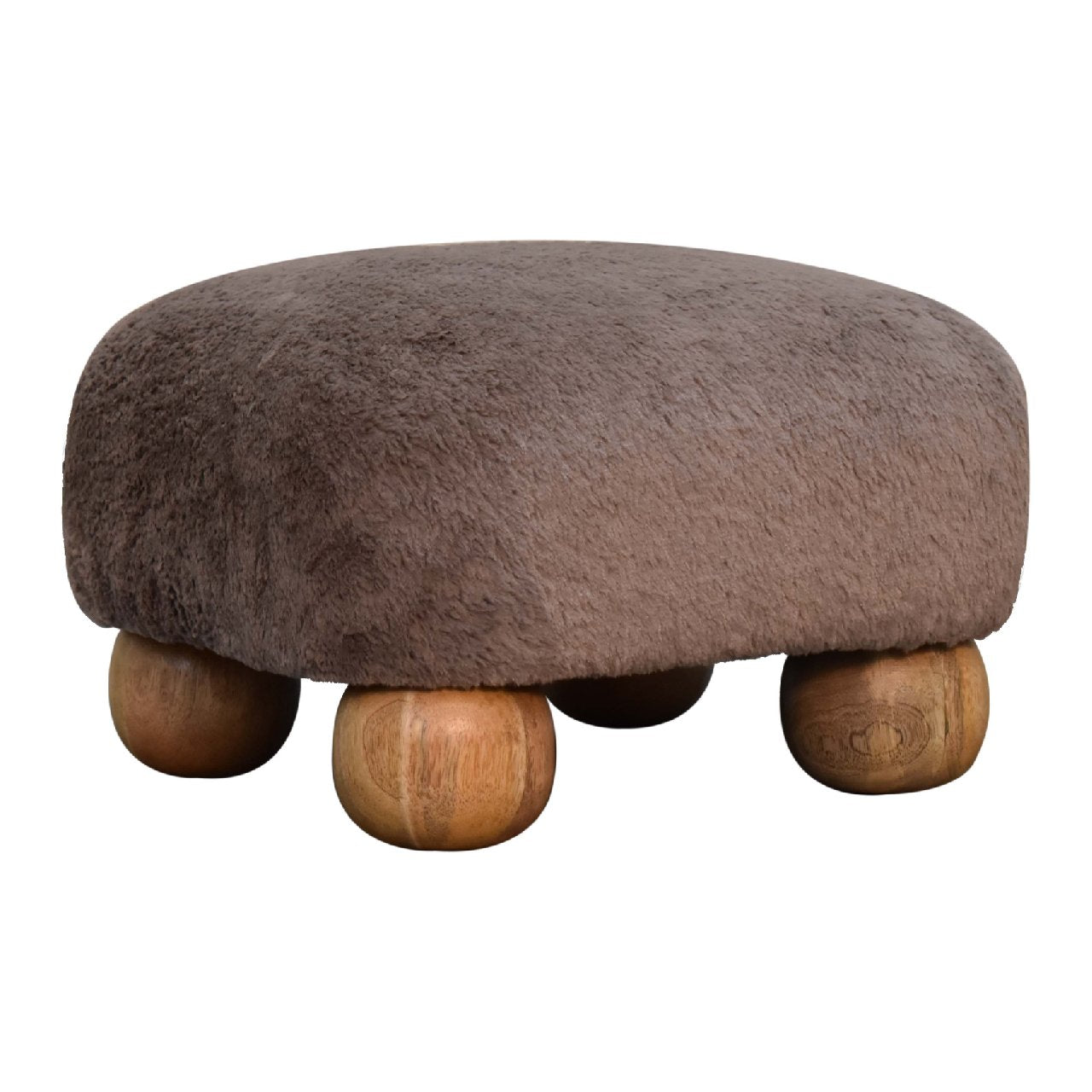 Mocha Faux Fur Nordic Footstool Footstool CasaFenix