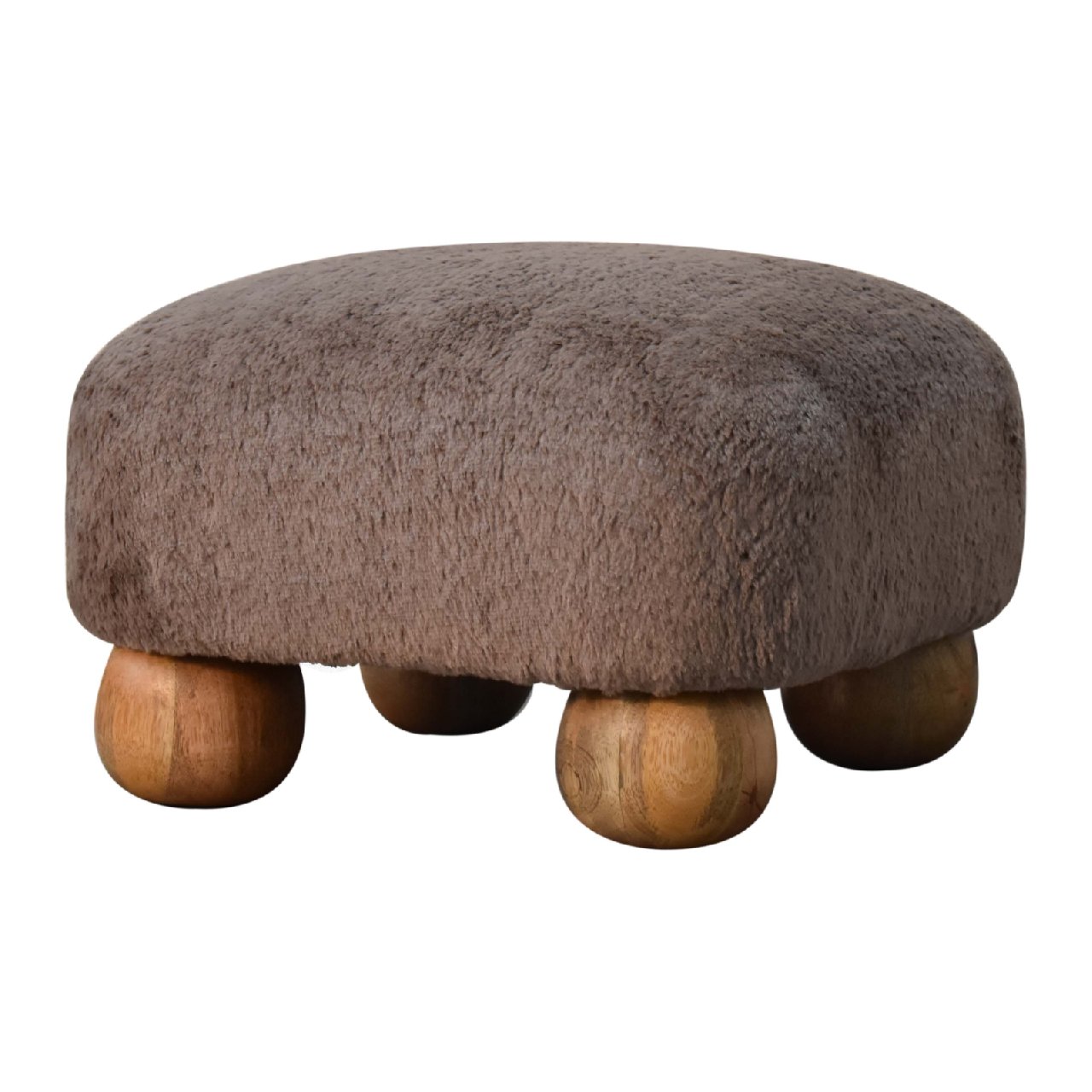 Mocha Faux Fur Nordic Footstool Footstool CasaFenix