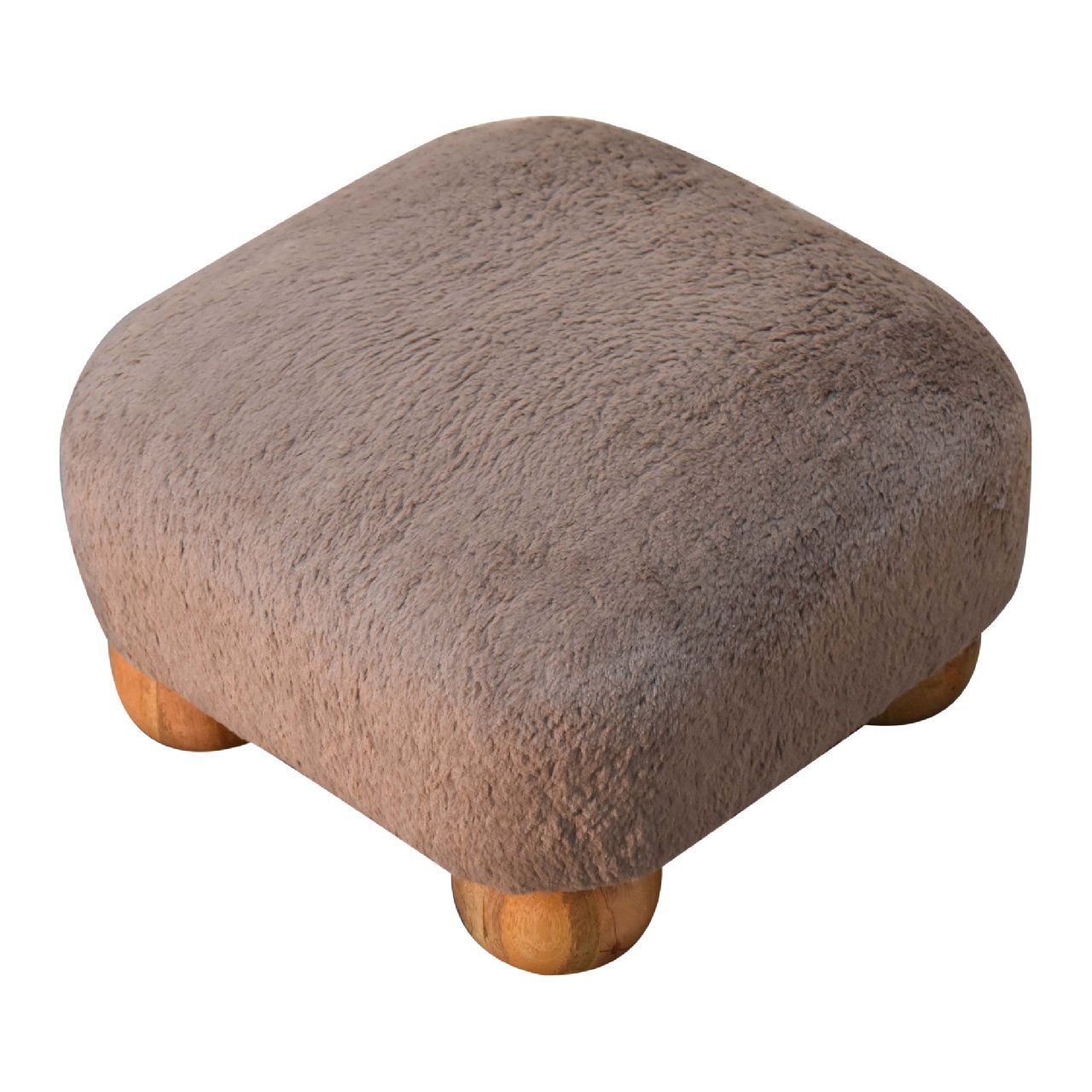 Mocha Faux Fur Nordic Footstool Footstool CasaFenix