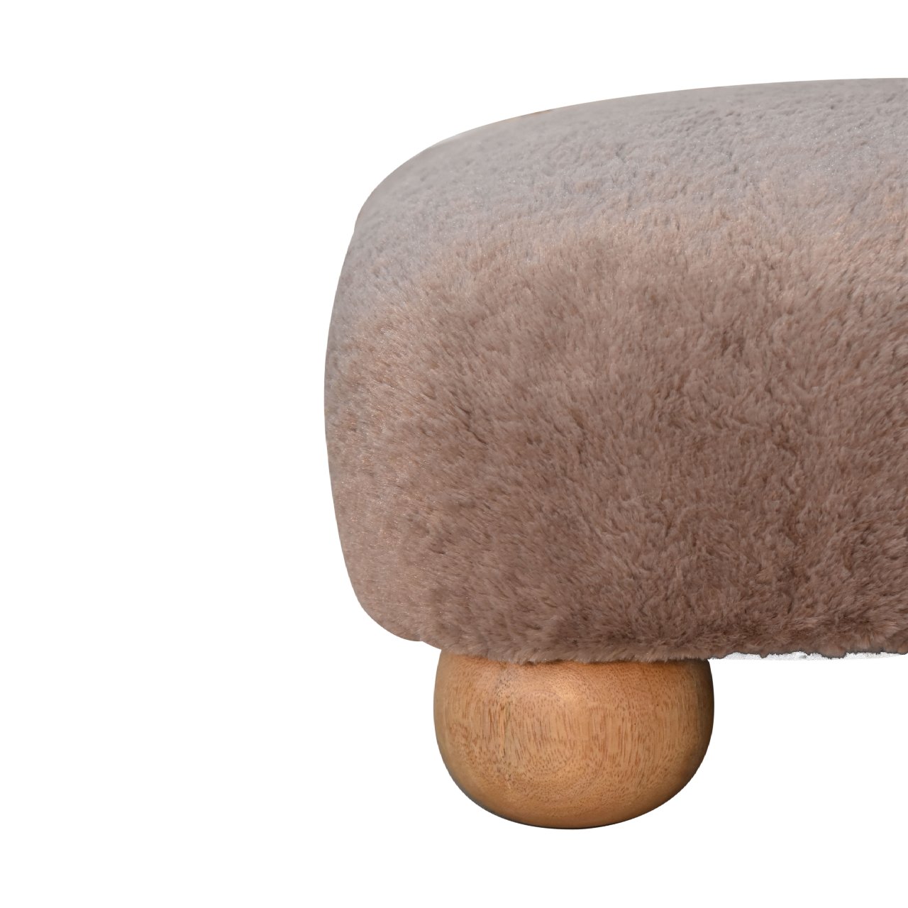 Mocha Faux Fur Nordic Footstool Footstool CasaFenix