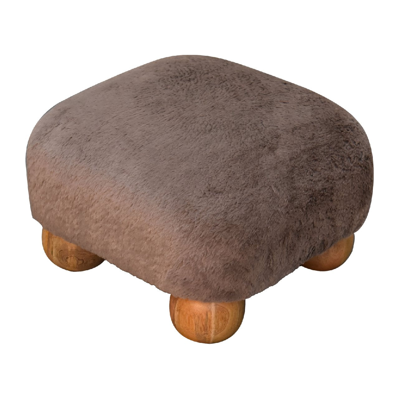 Mocha Faux Fur Nordic Footstool Footstool CasaFenix