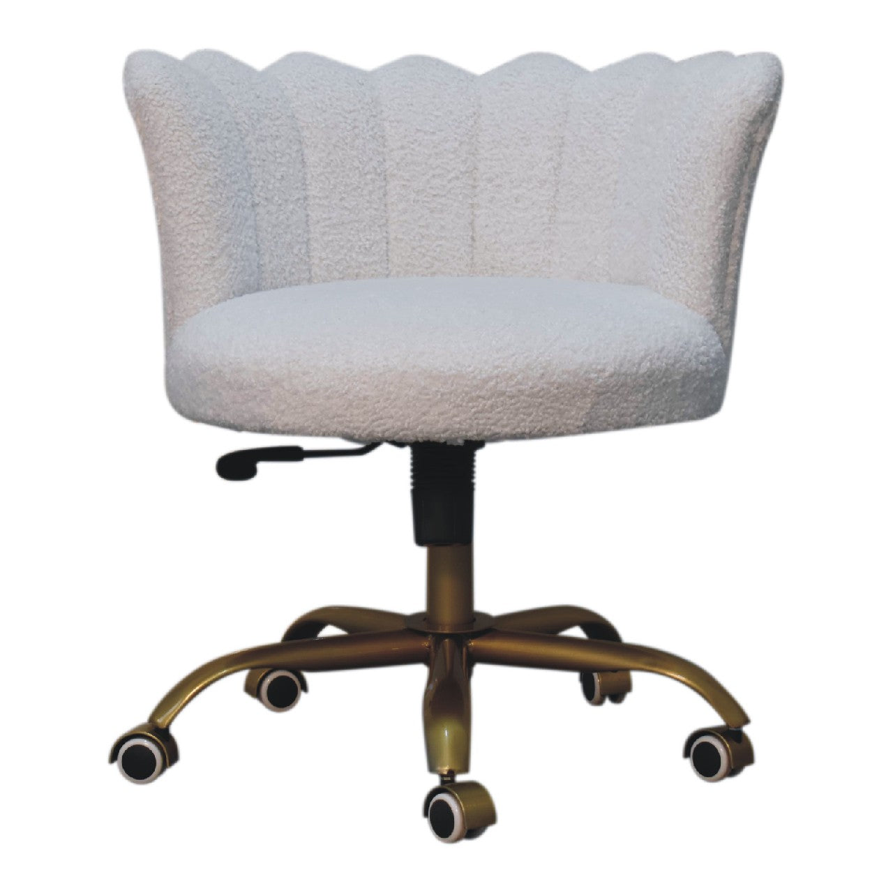 White Boucle Swivel Chair Chair CasaFenix