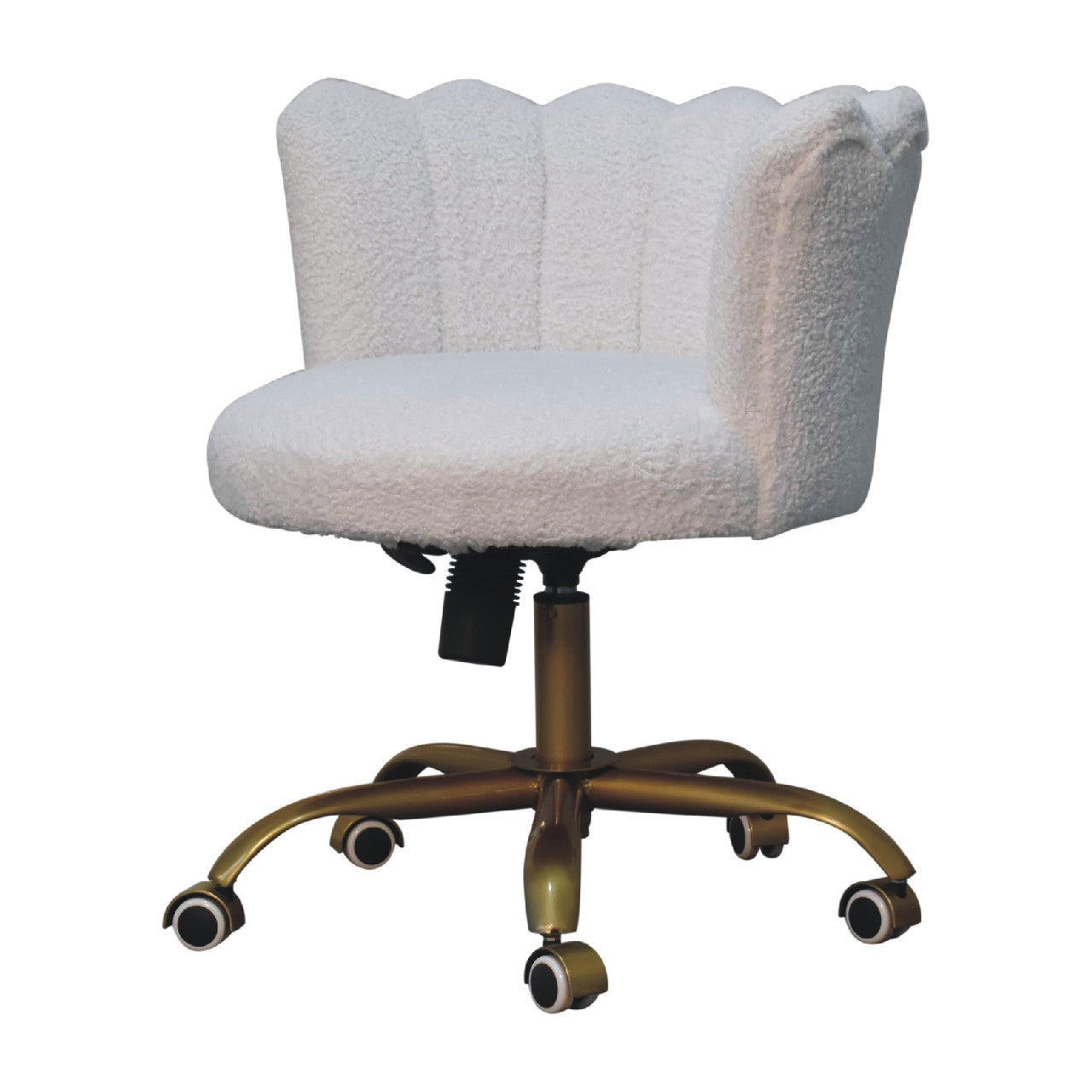 White Boucle Swivel Chair Chair CasaFenix
