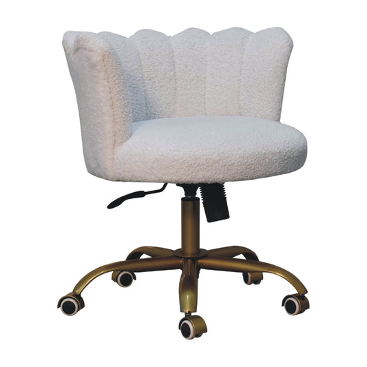 White Boucle Swivel Chair Chair CasaFenix