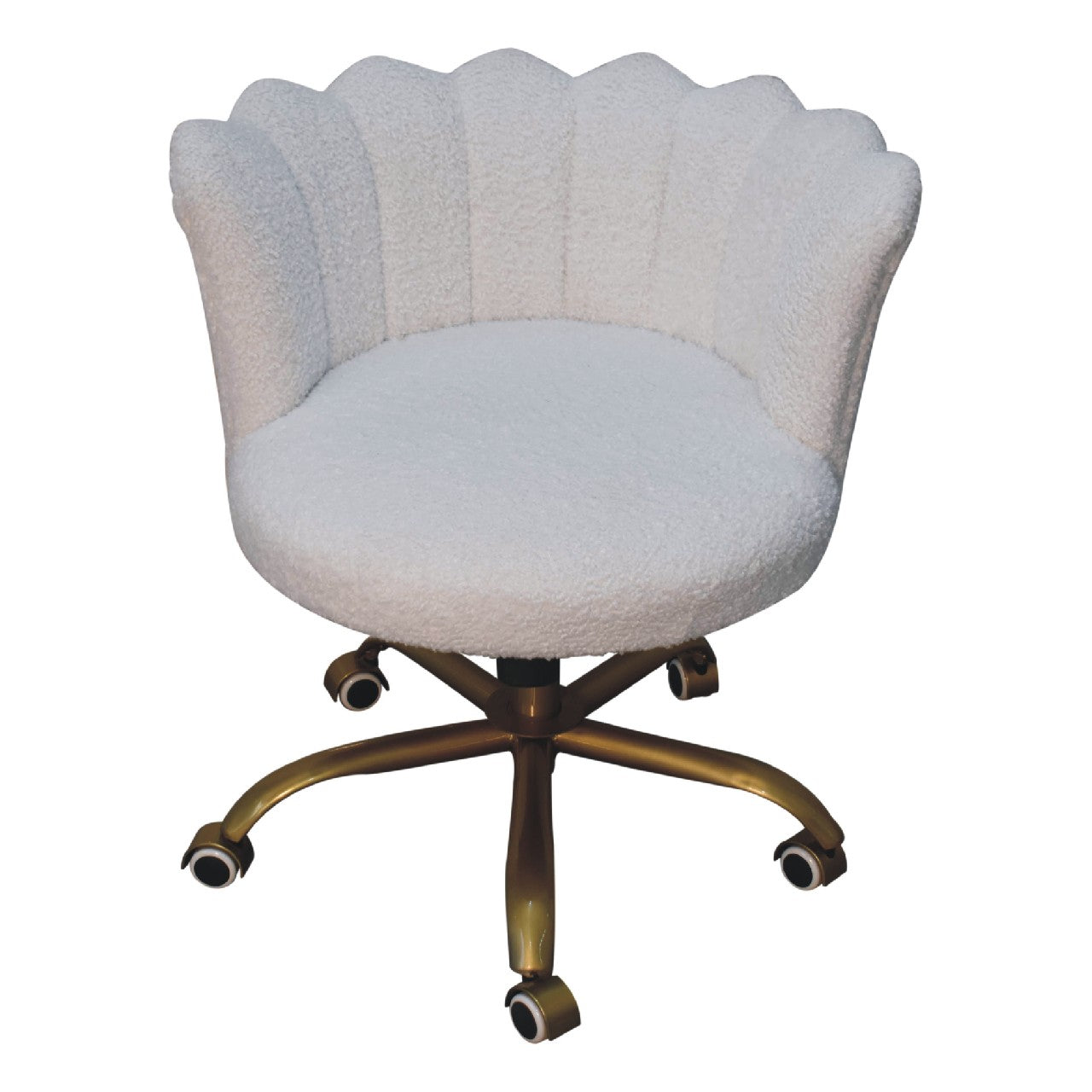 White Boucle Swivel Chair Chair CasaFenix