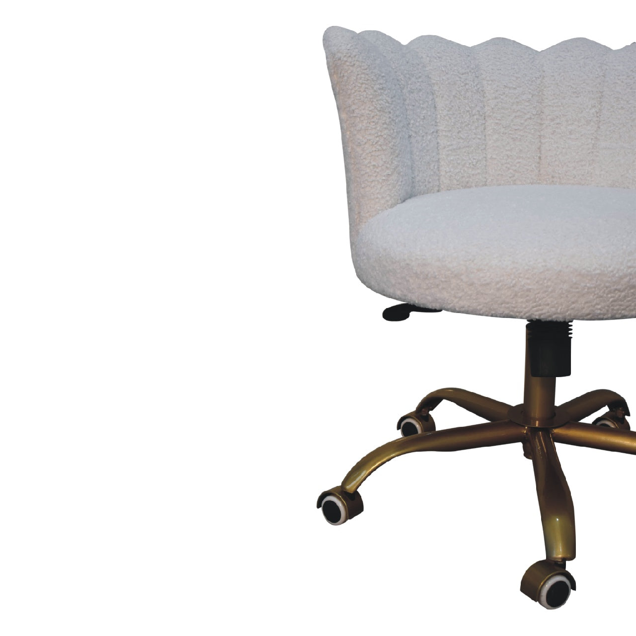 White Boucle Swivel Chair Chair CasaFenix
