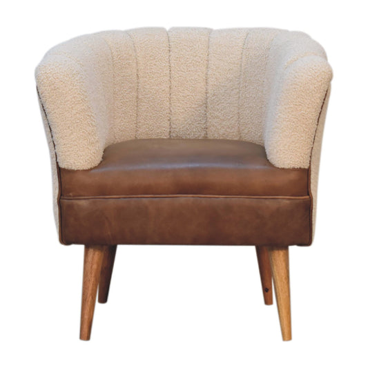 Boucle Cream Buffalo Armchair Chair CasaFenix