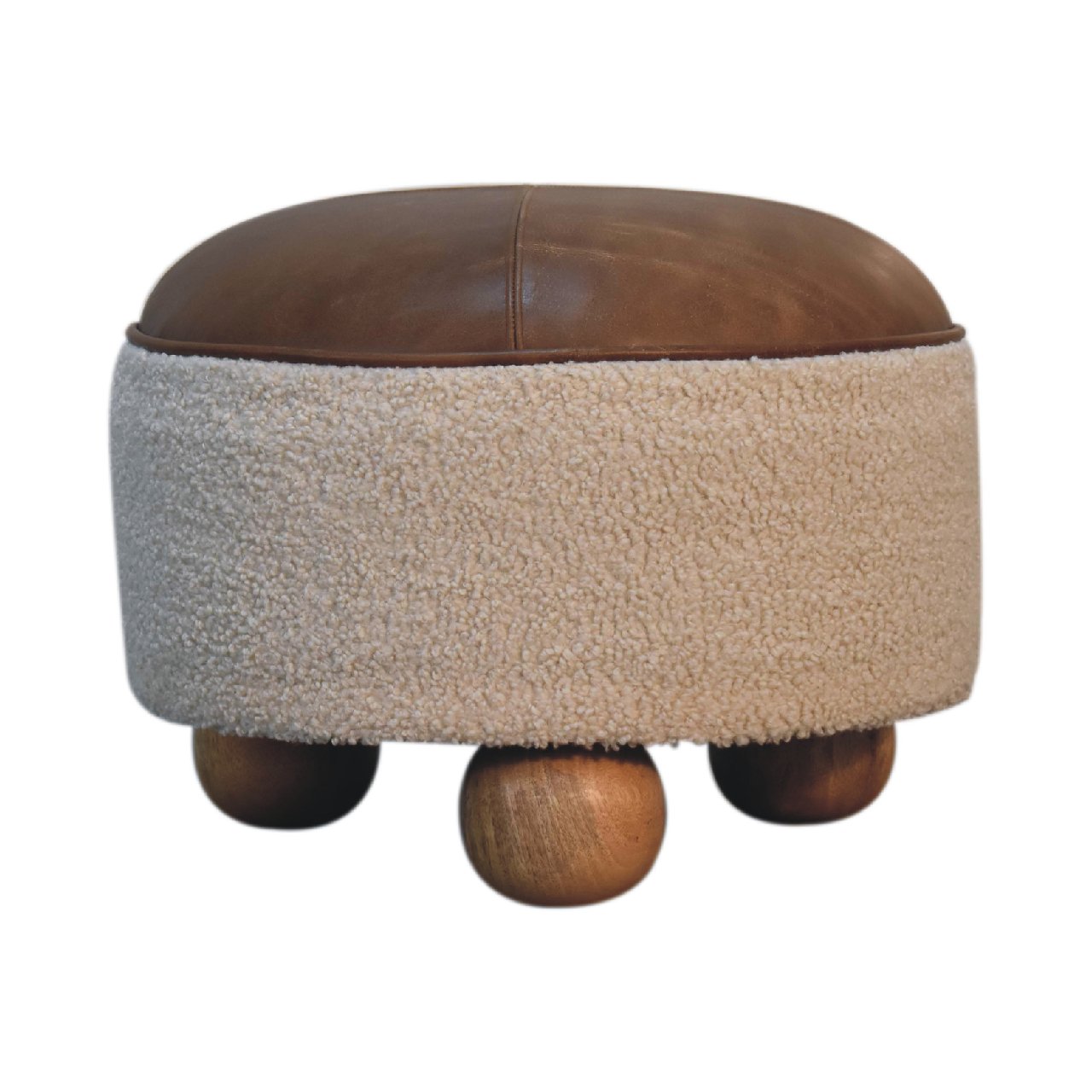 Cream Boucle Buffalo Footstool Footstool CasaFenix