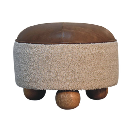 Cream Boucle Buffalo Footstool Footstool CasaFenix