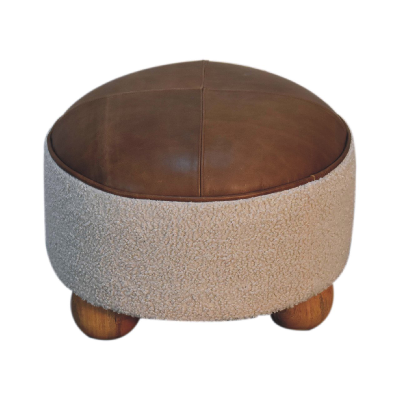 Cream Boucle Buffalo Footstool Footstool CasaFenix