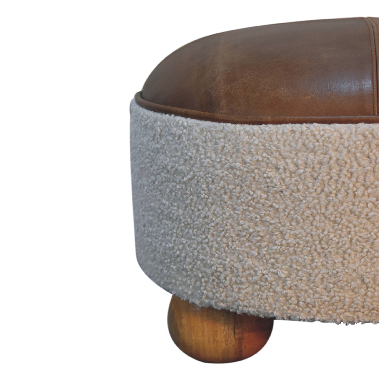 Cream Boucle Buffalo Footstool Footstool CasaFenix