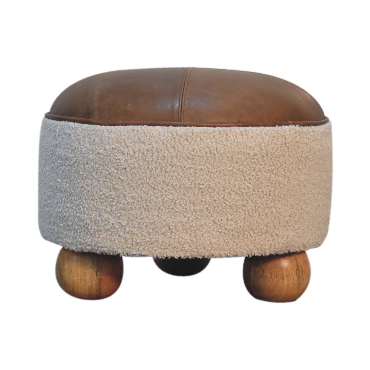 Cream Boucle Buffalo Footstool Footstool CasaFenix