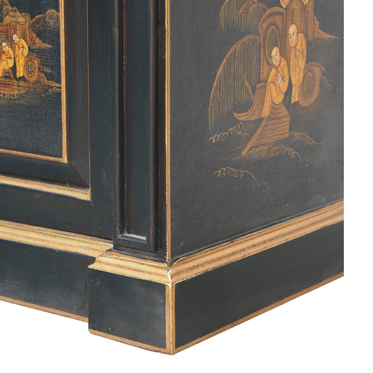 Hand-Painted Oriental Wine Cabinet – Solid Mango Wood with Peking Motifs, Brass Knob & Plinth Base Wine Storage CasaFenix