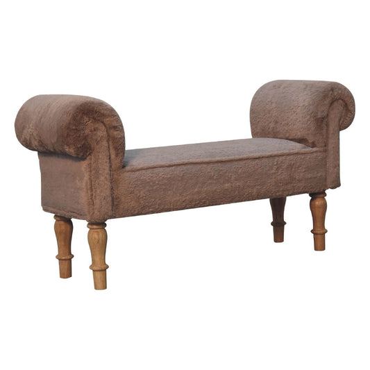 Mocha Faux Fur Bedroom Bench Benches CasaFenix