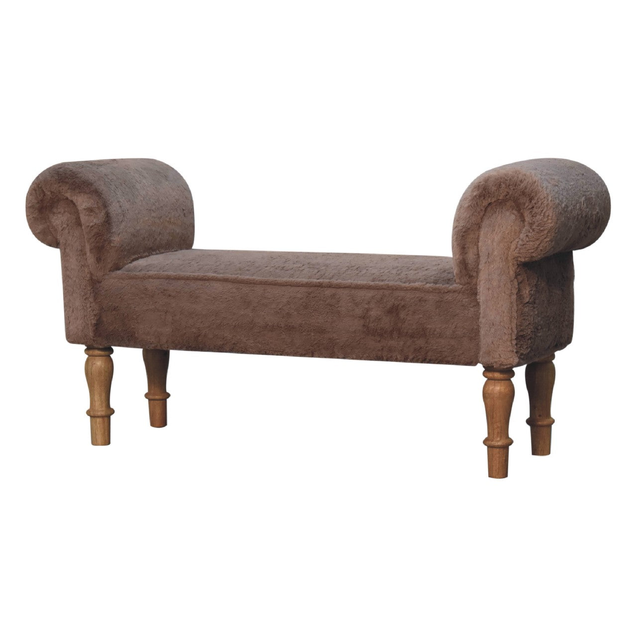 Mocha Faux Fur Bedroom Bench Benches CasaFenix