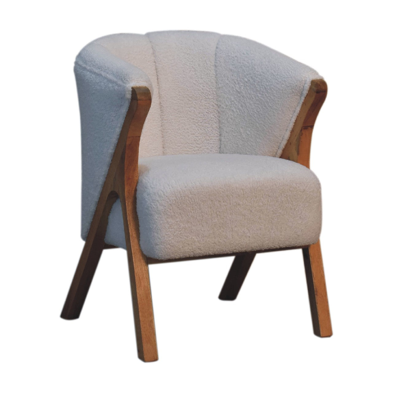 White Boucle Minimalistic Chair Chairs CasaFenix
