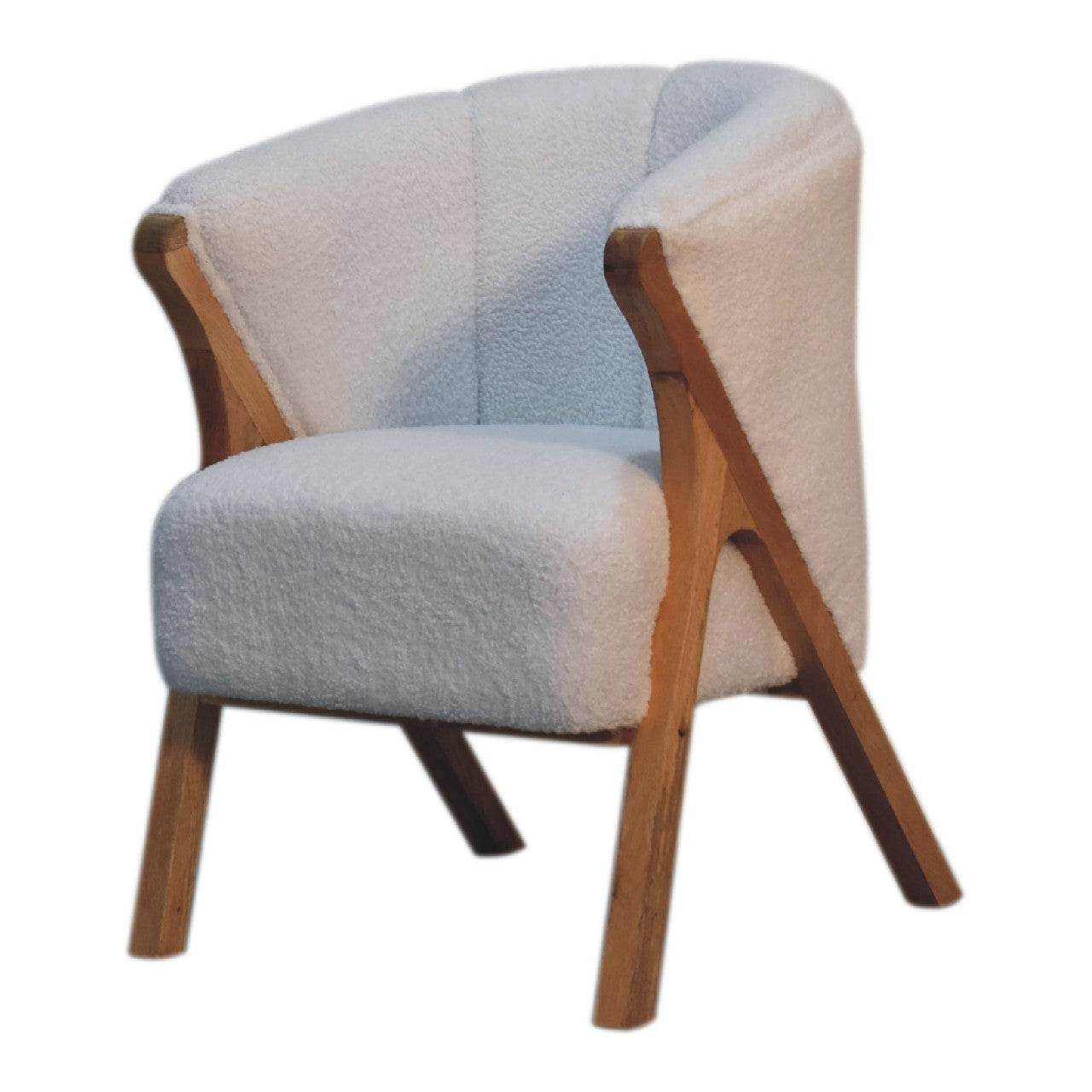 White Boucle Minimalistic Chair Chairs CasaFenix