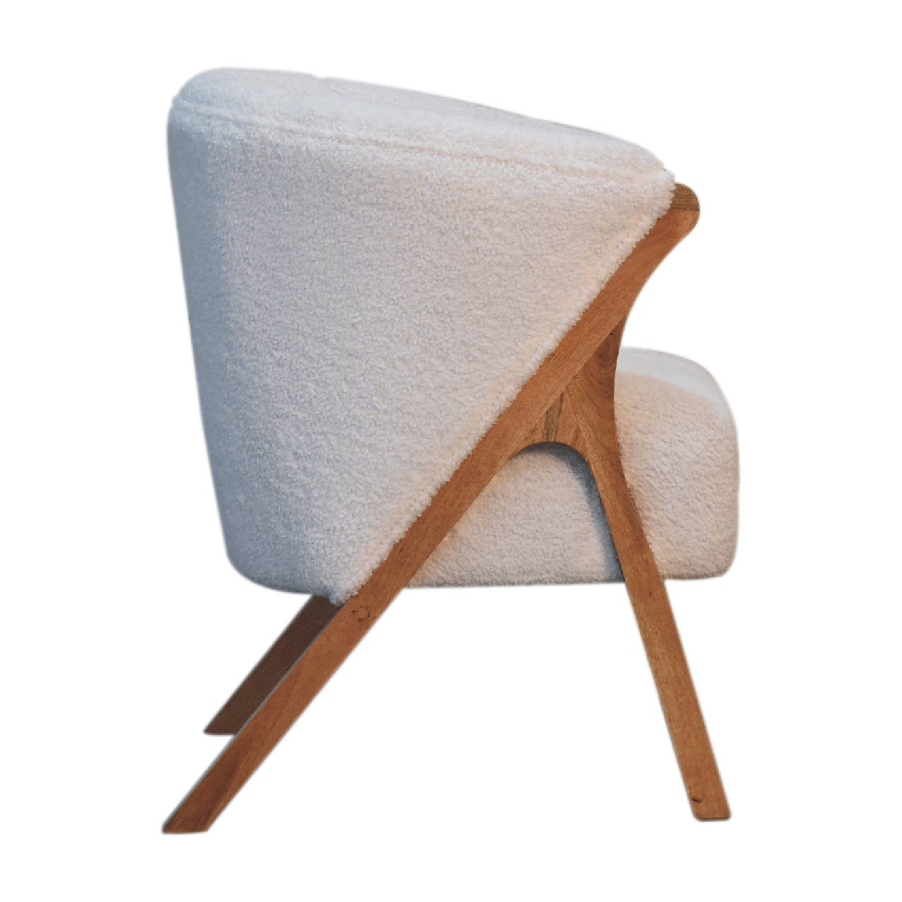 White Boucle Minimalistic Chair Chairs CasaFenix
