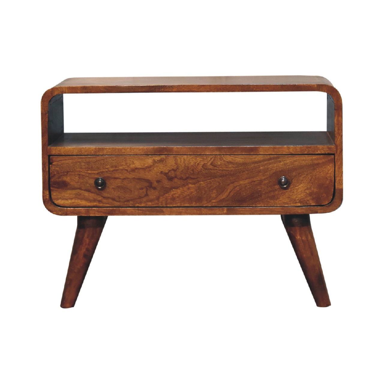 Mini Chestnut Curved Media Unit TV Stand CasaFenix