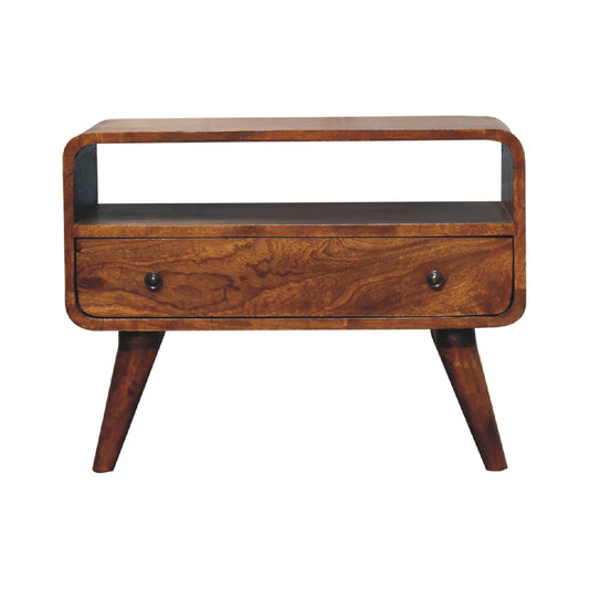 Mini Chestnut Curved Media Unit TV Stand CasaFenix